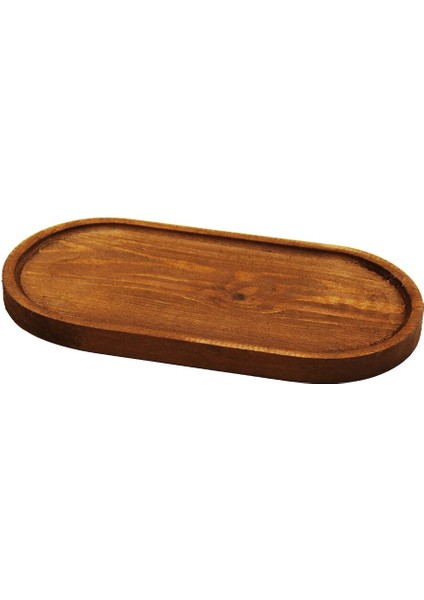 Oval Koyu Renk=kahverengi Ahşap Yağdanlık Altlık 25X12.5CM (3791)