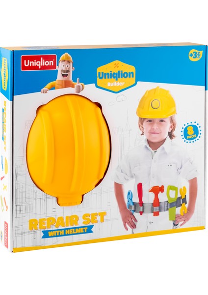 8 Parça Tamir Seti ve Baret 3-6 Yaş Oyuncak Inşaat Takımı