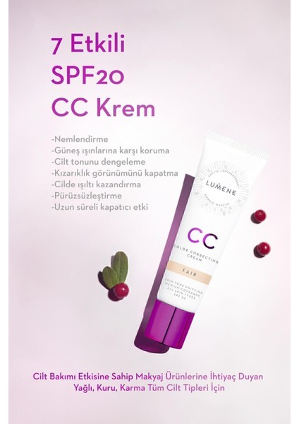 CC Cream Shade Fair-7 Etkili Renk Dengeleyici CC Krem SPF 20 Açığa Yakın modelleri
