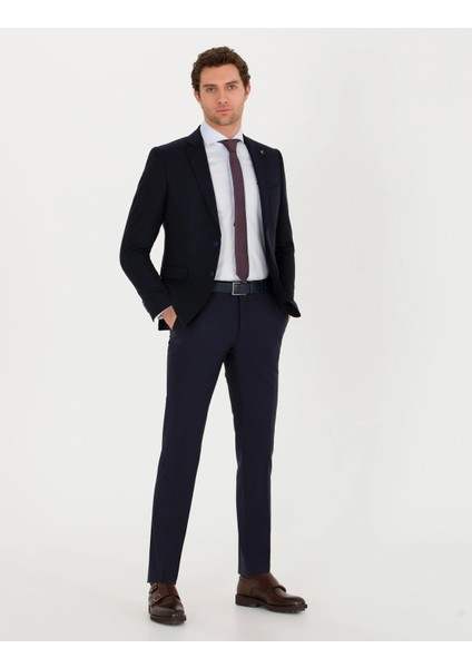 Erkek Slim Fit Kumaş Pantolon-Lacivert