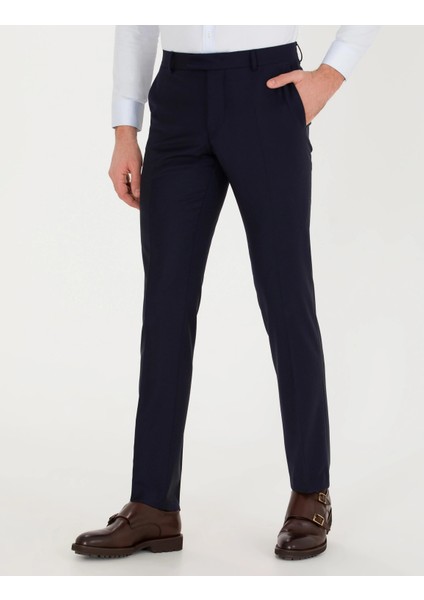 Erkek Slim Fit Kumaş Pantolon-Lacivert fırsatları