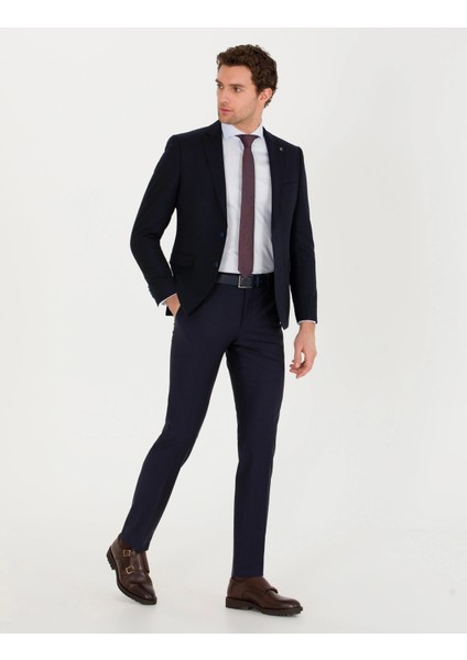 Erkek Slim Fit Kumaş Pantolon-Lacivert