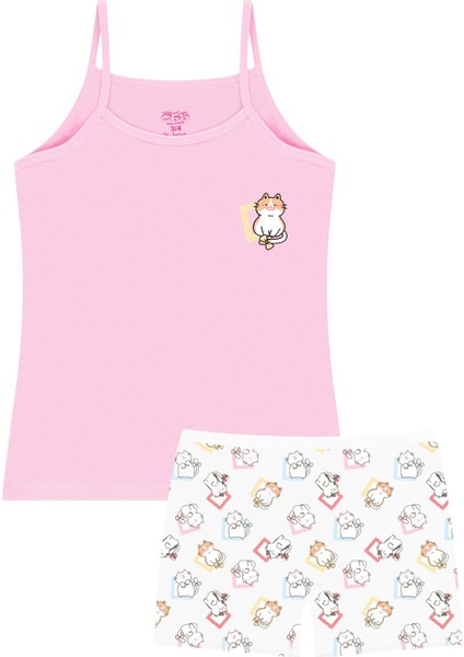 Kız Çocuk Atlet Boxer Likralı Pembe Girl (%96 Pamuk - %4 Elastan)