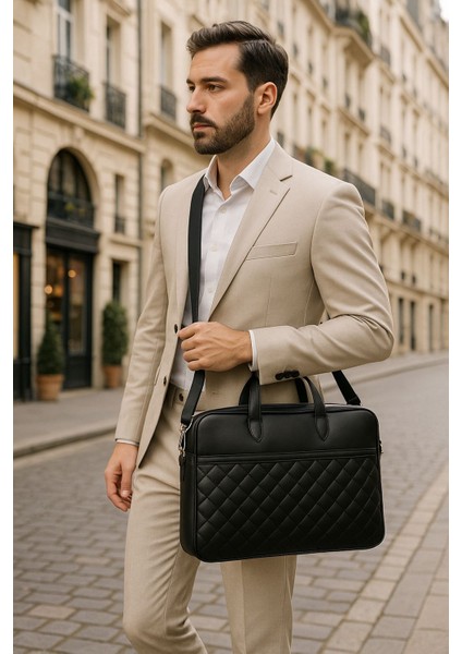 Premium Kapitone Desen 15" & 16"inç Laptop Notebook Tabletlere Uyumlu Evrak Dosya Bilgisayar Çantası
