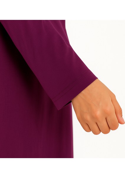 Kendinden Örtülü Fermuarlı Namaz Elbisesi – Mor modelleri