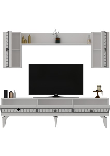 Norra 180 cm Tv Ünitesi Beyaz-Gümüş fırsatları