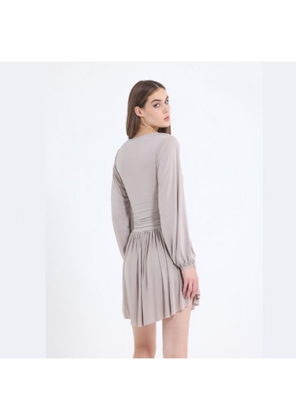 Taş Bel Büzgülü Mini Elbise