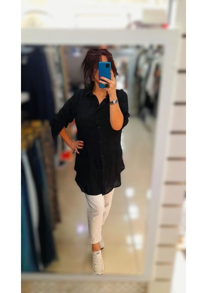 Ithal Siyah Tunik Gömlek