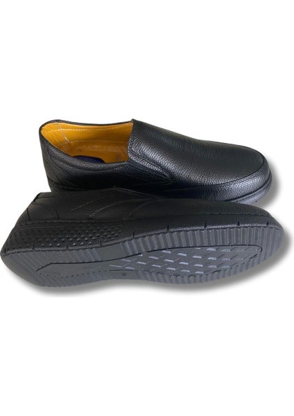 Confort Bağcıksız Deri Erkek Ayakkabı 40-45 Siyah indirimleri