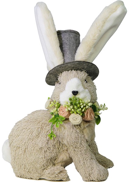 Silindir Şapkalı Çiçek Kolyeli Tavşan 35 cm