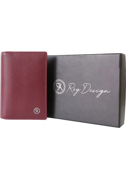 Bordo Unisex Reg Design Hakiki Deri Kapaklı Kartlık/portföy