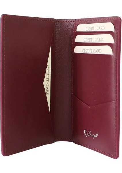 Bordo Unisex Reg Design Hakiki Deri Kapaklı Kartlık/portföy modelleri