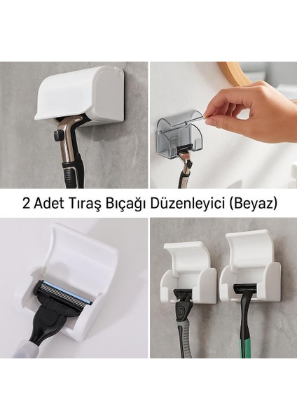 2 Adet Tıraş Bıçağı Düzenleyici Yapışkanlı Banyo Jilet Organizeri