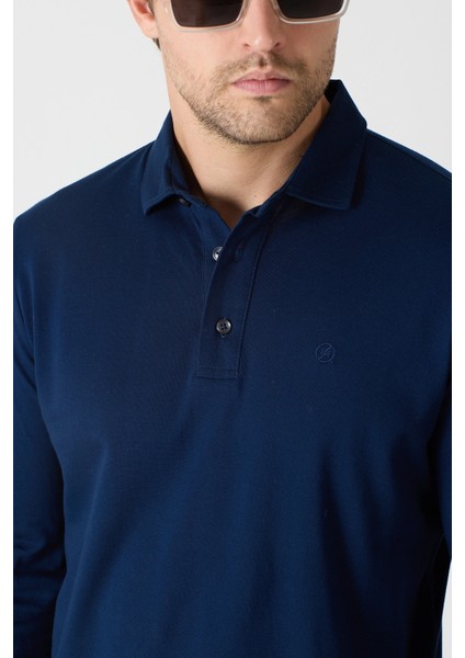 Erkek Polo Yaka Uzun Kollu Sweatshirt - Lacivert modelleri