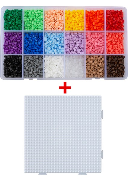 Midi Boncuk - Organizer Kutuda - Karışık 18 Renk 3.600 Adet Boncuk ve Tabla Seti