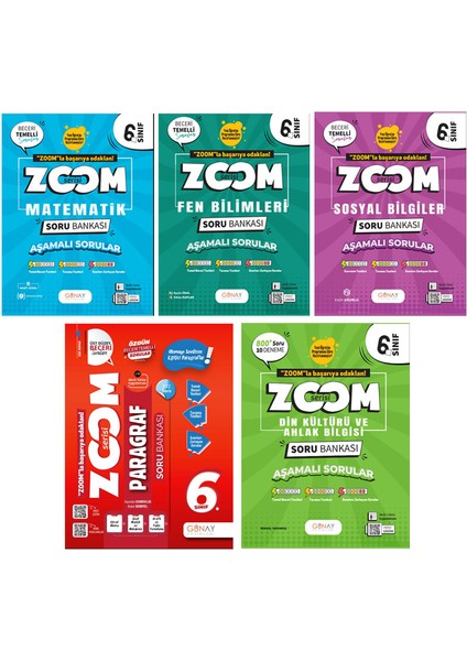 6. Sınıf Zoom Serisi Matematik Fen Bilimleri Sosyal Bilgiler Paragraf Din Kültürü ve Ahlak Bilgisi Soru Bankası Seti 2026 Güncel Basım