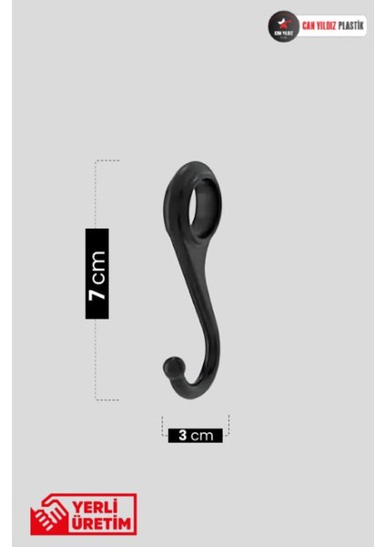Can Yıldız Plastik Duvar Mobilyaya Monte 6 Kancalı Fincan Kupa Bardak Kaşık Kepçe Askısı Siyah 50CM fiyatları