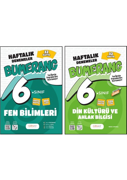 6. Sınıf Bumerang Serisi 32 Haftalık Denemeler Fen Bilimleri Din Kültürü ve Ahlak Bilgisi Seti 2026 Güncel Basım