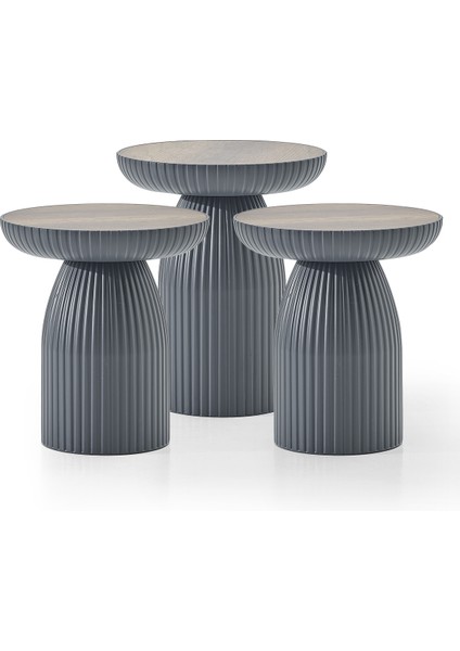 Diamond Bohem Sehpa, 3'lü Set, Yan Sehpa, Zigon Sehpa - Antrasit & Barok Renk fiyatları