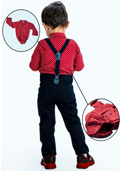 Gömlekli Alttan Çıtçıtlı Gabardin Pantolonlu Pamuklu Bebek Takım MNK0294 fiyatları