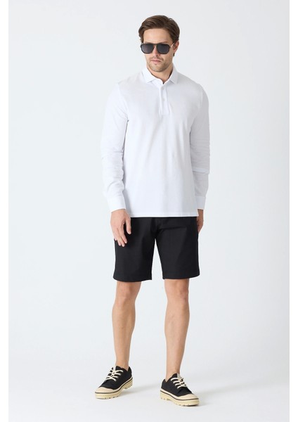 Erkek Polo Yaka Uzun Kollu Sweatshirt - Beyaz fiyatları