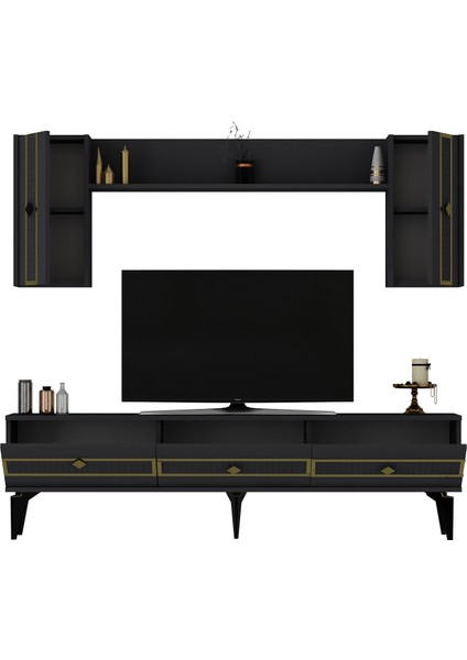 Norra 180 cm Tv Ünitesi Antrasit-Altın fırsatları