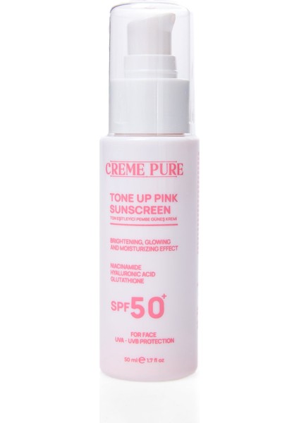 Leke Karşıtı Ton Eşitleyen Spf 50+ Pembe Renkli Güneş Kremi Glutatyon, Hyaluronik Asit Etkili 50 ml fiyatları