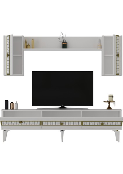 Norra 180 cm Tv Ünitesi Beyaz-Altın fırsatları