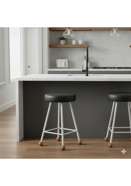 Tabure 47-55-65-75 cm Siyah Beyaz Bar Taburesi Suni Deri Döşeme Oturma Ahşap Topuz fiyatları