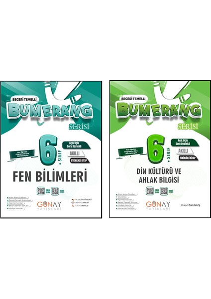 6. Sınıf Bumerang Serisi Etkinlikli Fen Bilimleri Din Kültürü ve Ahlak Bilgisi Seti 2026 Güncel Basım