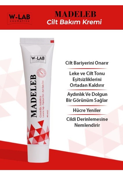 Kozmetik Madeleb Krem 40 ml ve W Lab Ton Eşitleyici Güneş Kremi 50+Spf modelleri