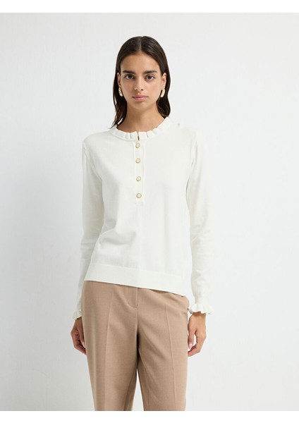 Uzun Kollu Patlı Triko Kazak Kemik 13943005002