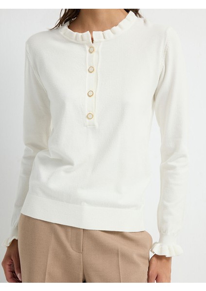 Uzun Kollu Patlı Triko Kazak Kemik 13943005002 fiyatları