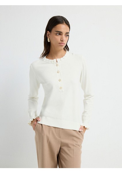 Uzun Kollu Patlı Triko Kazak Kemik 13943005002 fırsatları