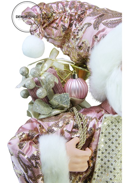 Işlemeli Ceketli Noel Baba Pembe 30 cm fırsatları