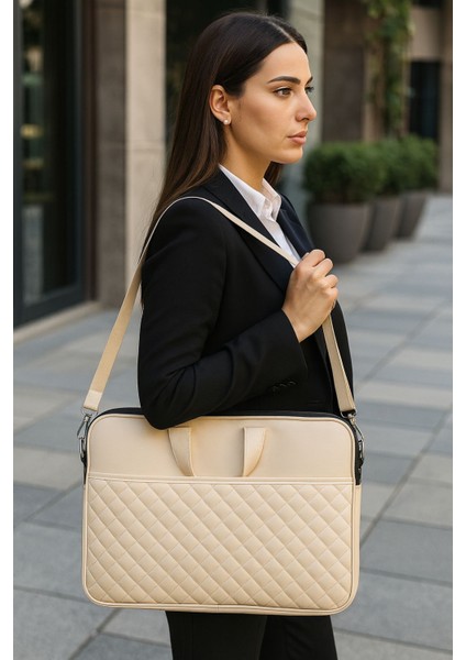 Premium Kapitone Desen 15" & 16"inç Laptop Notebook Tabletlere Uyumlu Evrak Dosya Bilgisayar Çantası
