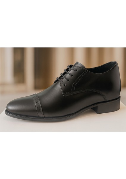 Doruk %100 Hakiki Deri Erkek Damatlık Ayakkabı – Siyah, 7 cm Gizli Topuklu (El Yapımı, Boy Uzatan) fiyatları