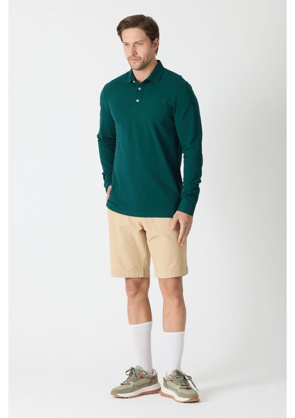 Erkek Uzun Kollu Polo Yaka Comfort Sweatshirt - Nefti