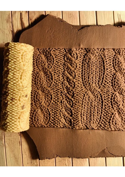 8 cm Örgü Desen Oklavası Doku Rulosu Seramik&polimer Kil Kalıp
