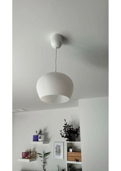 Elysium Beyaz Modern Dokulu, Pinterest Tarzı Özel Tasarım Tekli Sarkıt Avize (Bioplastik) E27 fırsatları