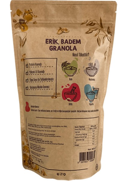 Gurme x4 Adet Yer Fıstıklı - x4 Adet Badem - Erikli Granola Çeşitleri 360 gr modelleri