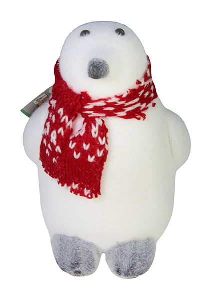 Kırmızı Desenli Atkılı Kutup Ayısı Beyaz 30 cm
