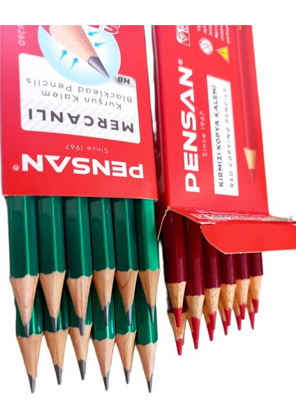 Mercanlı Kurşun Kalem Hb 12'li + Kırmızı Kopya Kalemi 12'li fırsatları