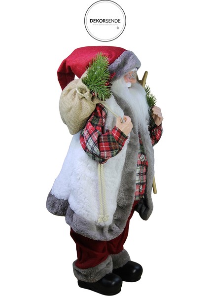 Oduncu Gömlekli Hareketli Noel Baba Kırmızı Beyaz 60 cm modelleri