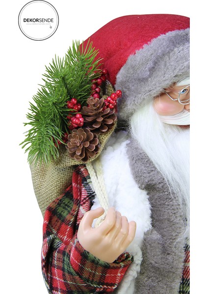 Oduncu Gömlekli Hareketli Noel Baba Kırmızı Beyaz 60 cm fırsatları