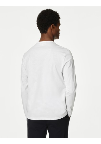 Saf Supima Pamuklu Uzun Kollu T-Shirt fırsatları