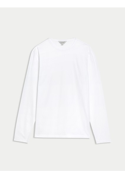 Saf Supima Pamuklu Uzun Kollu T-Shirt indirimleri