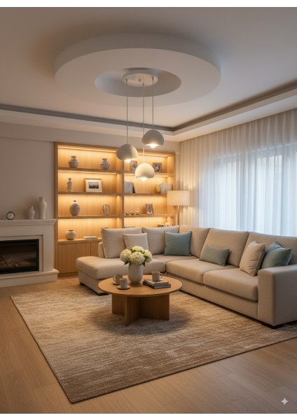 Iskandinav Beton Avize3 Lü Set Bonee Tarzı (21CM)