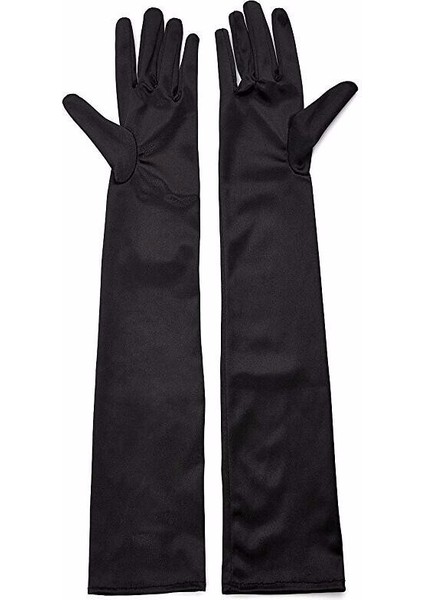 Siyah Renk Dirseğe Kadar Uzun Kumaş Eldiven (3791) fırsatları