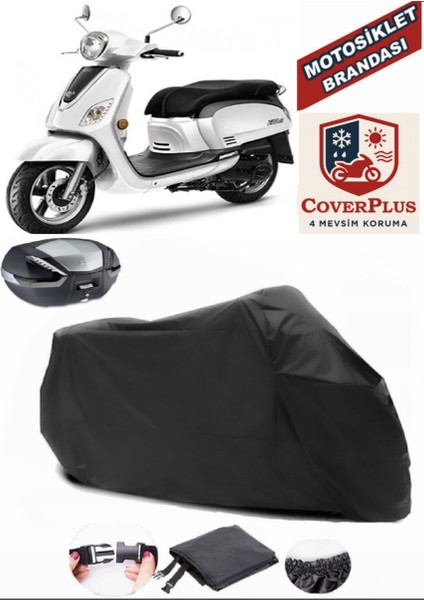 Sym Fiddle Iıı Branda Siyah Arka Çanta Uyumlu(Topcase) Motosiket Brandası Motor Örtüsü Çadır Su Geçirmez Motosiklet Kılıfı Motor Brandası,lastikli,taşıma Torbalı
